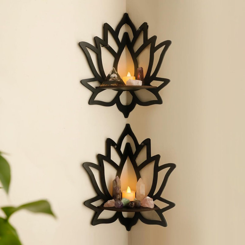 Ensemble de 2 tablettes en bois Lotus