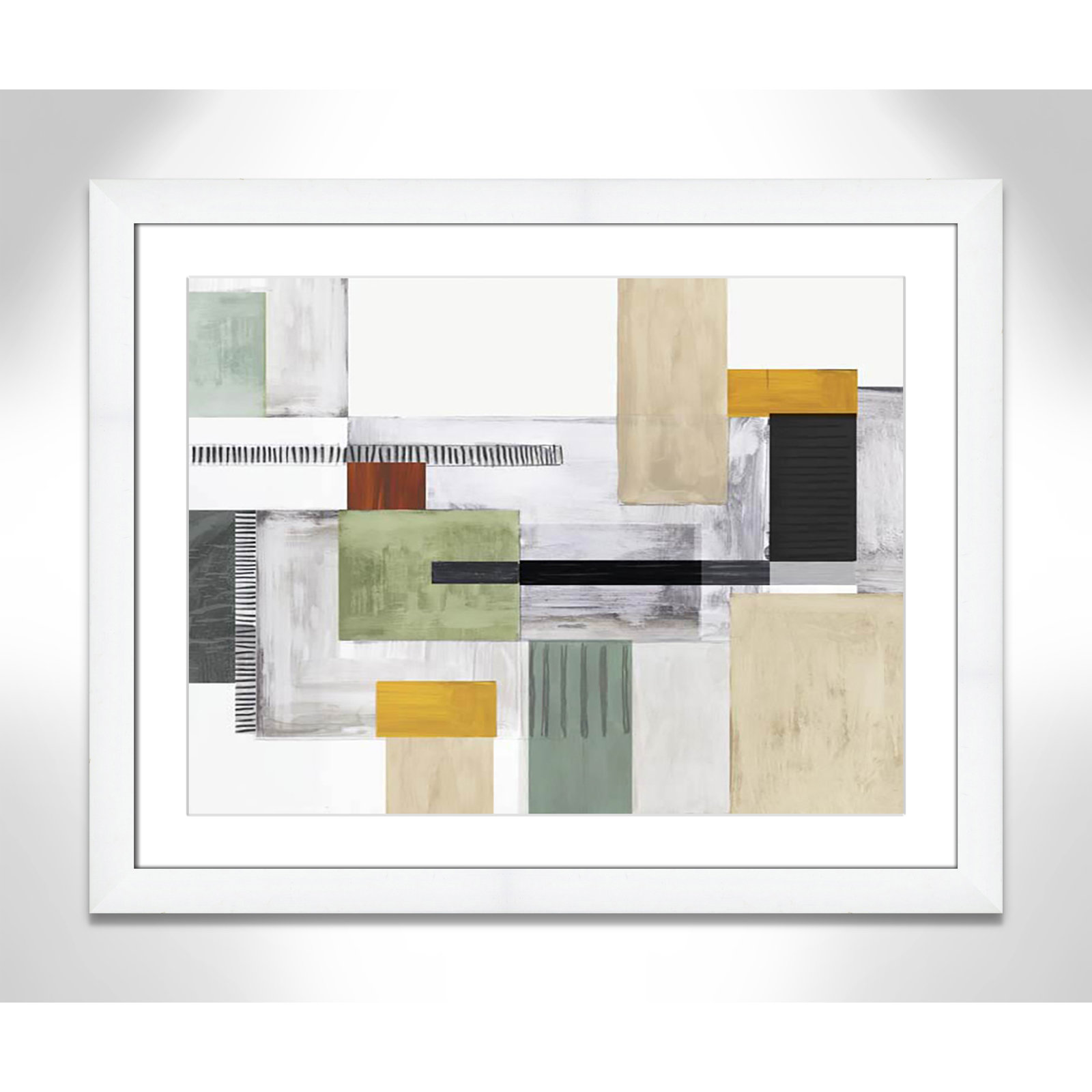 Playful Blocks by Tom Reeves, White, White Cube Picture Framed, 25" H x 31" W x 1.25" D