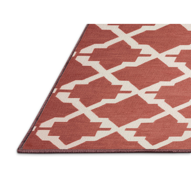 Tapis rouge en treillis lavable à la machine, Rectangulaire 2 pi x 3 pi