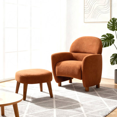 Modern Style Lazy Chair With Footrest Ottoman - Fabric Upholstered Leisure Sofa Chair, Reading Corner Chair In Stylish Offices For Small Space