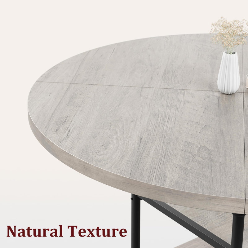 Table de salle à manger ronde de 47 po pour 4: avec un plateau épais de 1,59 po, Gris