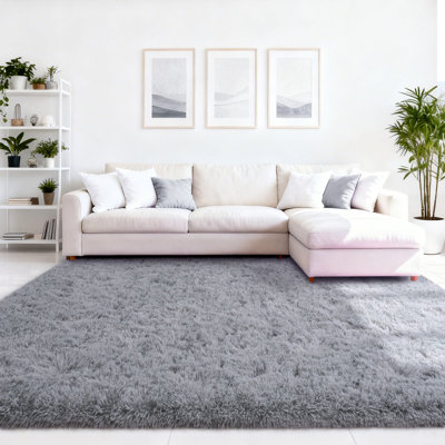 Tapis uni gris clair moelleux pour salon chambre à coucher chambre d'enfant chambre d'enfant