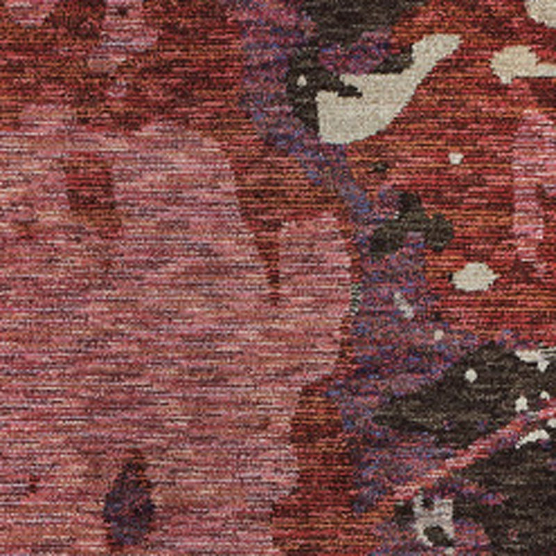 Tapis de couloir abstrait rouge et beige 2 pi x 10 pi résistant aux taches