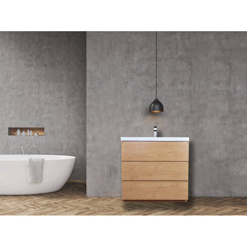 Ensemble de meuble-lavabo simple 35 po Hargrave, Chêne anglais