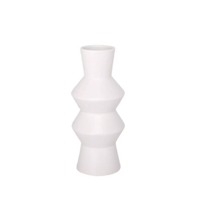 Vase rond en céramique blanc mat