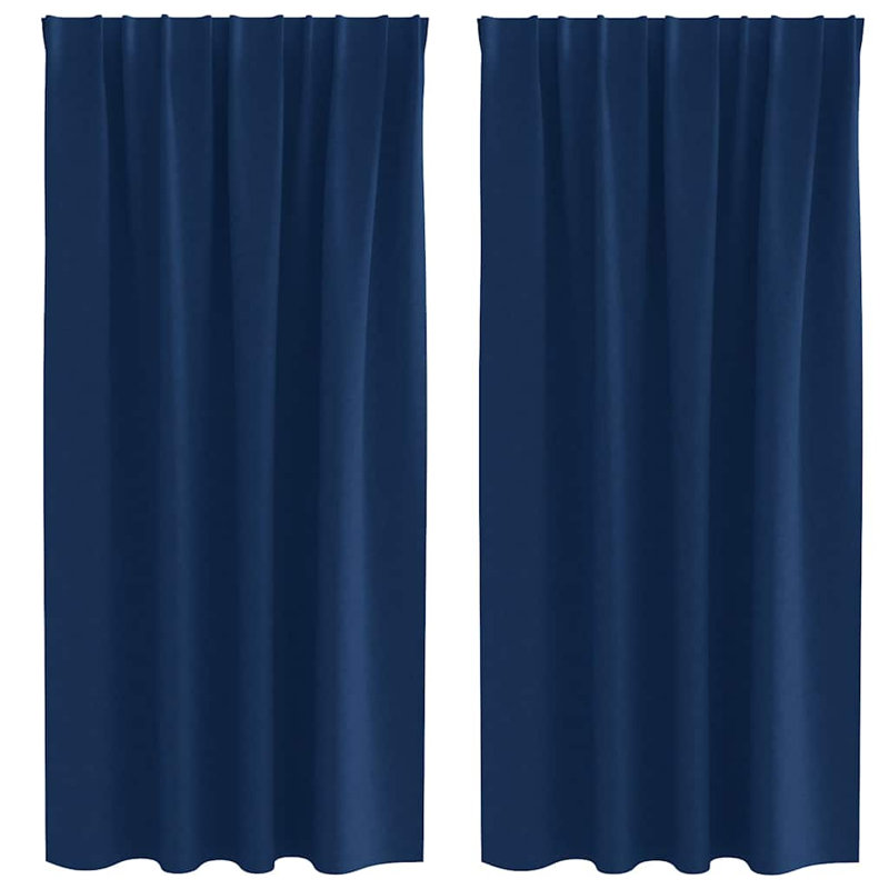 Blackout Curtain Pair, 175cm Width x 140cm Drop, Dark Blue