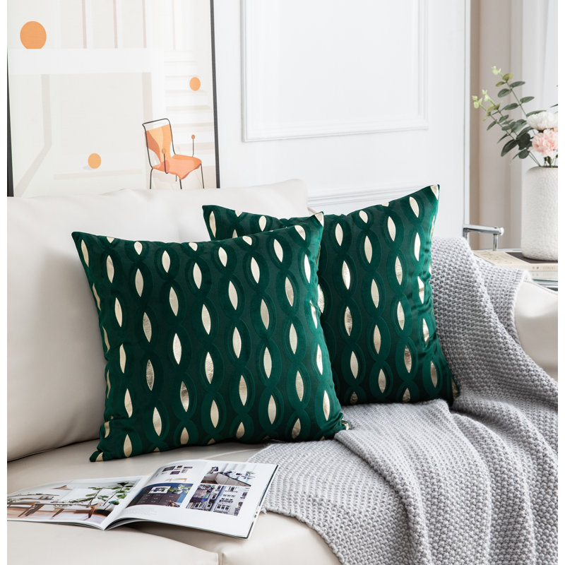 Ensemble de 2 taies d'oreiller décoratives dorées, Vert