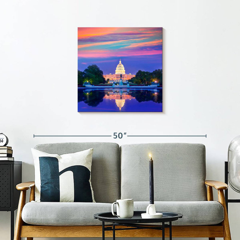 Lilie, Capitole des États-Unis, couleurs coucher de soleil, H 24 po x l 24 po