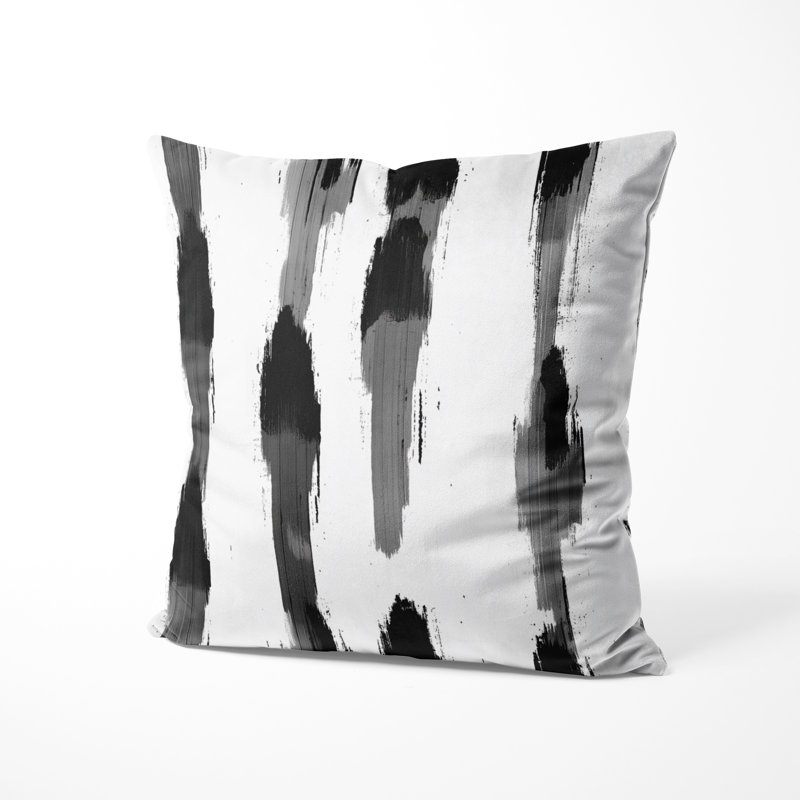 Coussin Modern Modern - coussin à imprimé ikat noir minimal, H 16 po x l 16 po