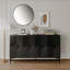 Buffet décoratif en bois laqué noir à 4 portes avec tablettes réglables, parfait pour un décor moderne et minimaliste