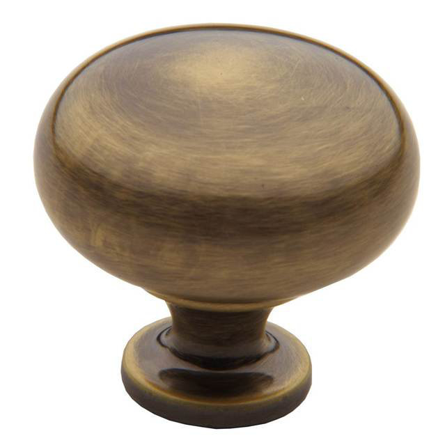 Ornamental 1 1/2" Diameter Mushroom Knob, Satin Brass/Black