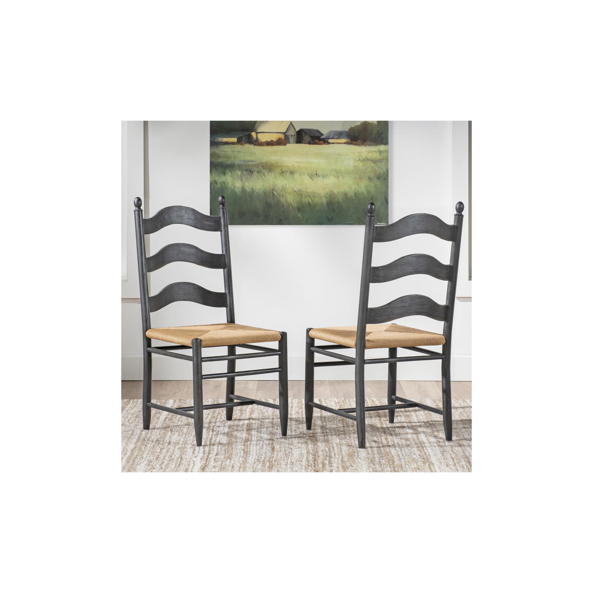Country Living Ladder Back Side Chair, Black