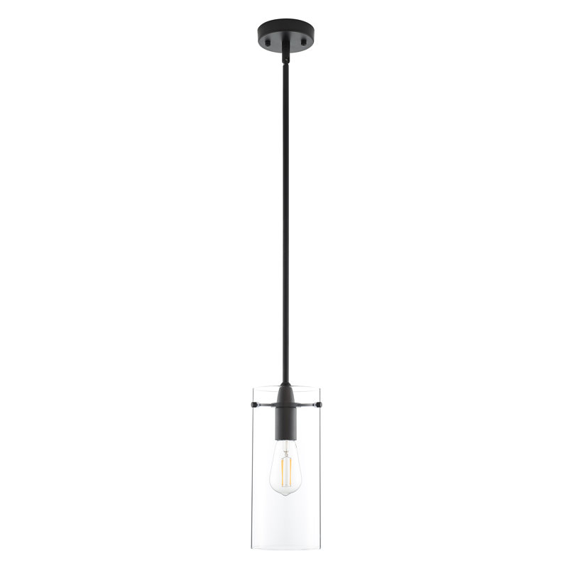 Angelina 1 - Light Single Pendant, Black, Large Shade, Clear