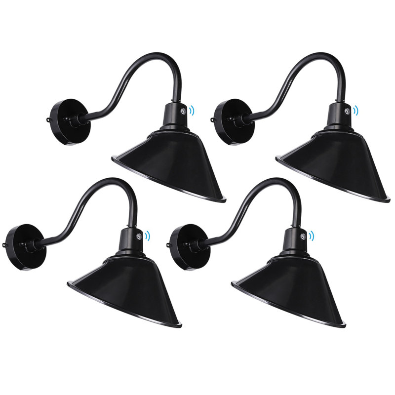 Brice 3CCT LED Dusk to Dawn Barn Light, Gooseneck Wall Sconce, Swivel Head, IP65 Waterproof, Matte Black
