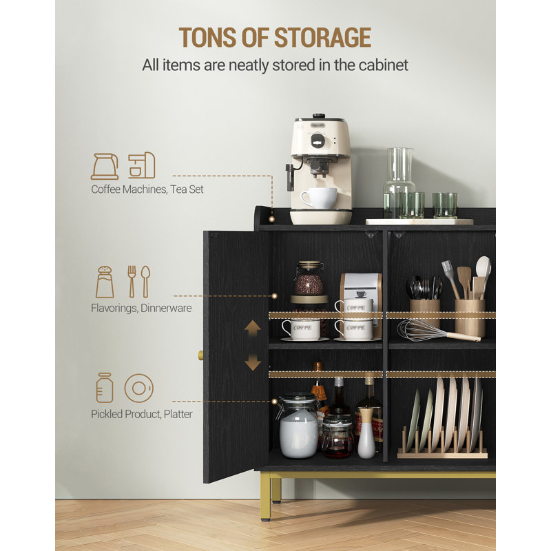 Sideboard Storage Cabinet, Kitchen Cabinets with 2 Doors and Adjustable Shelves, Freestanding Kitchen Cupboard Buffet, for Dining Room, Living Room, 30 x 100 x 80.5 cm