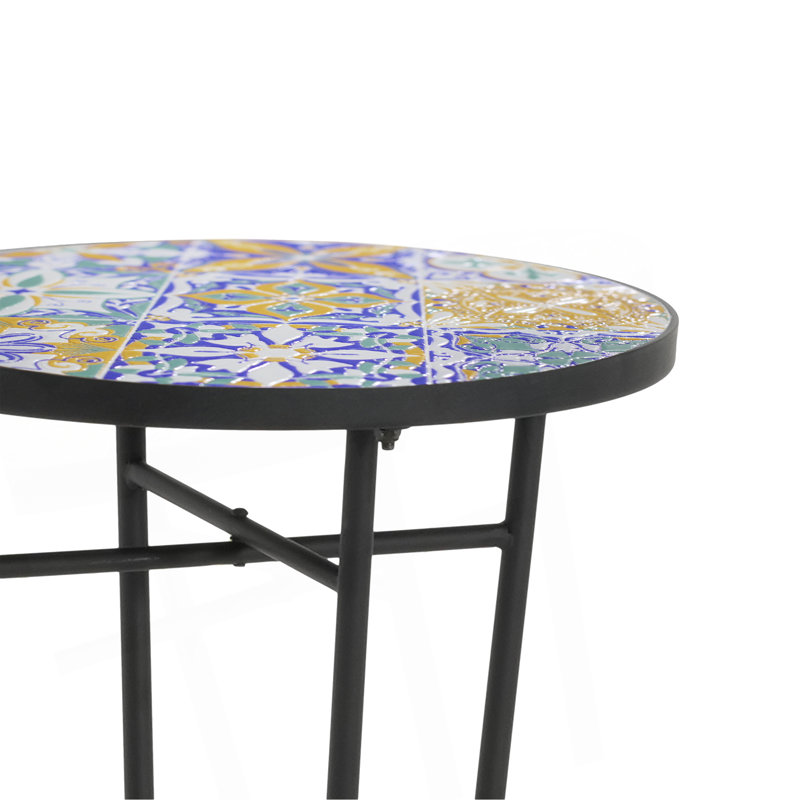 Table d'appoint de patio, Black/Colourful