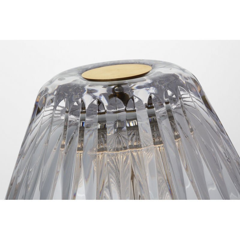 Waterford Blaze Rechargeable Table Lamp with Clear Crystal, Gold, 11.5" H x 5.75" W x 5.75" D
