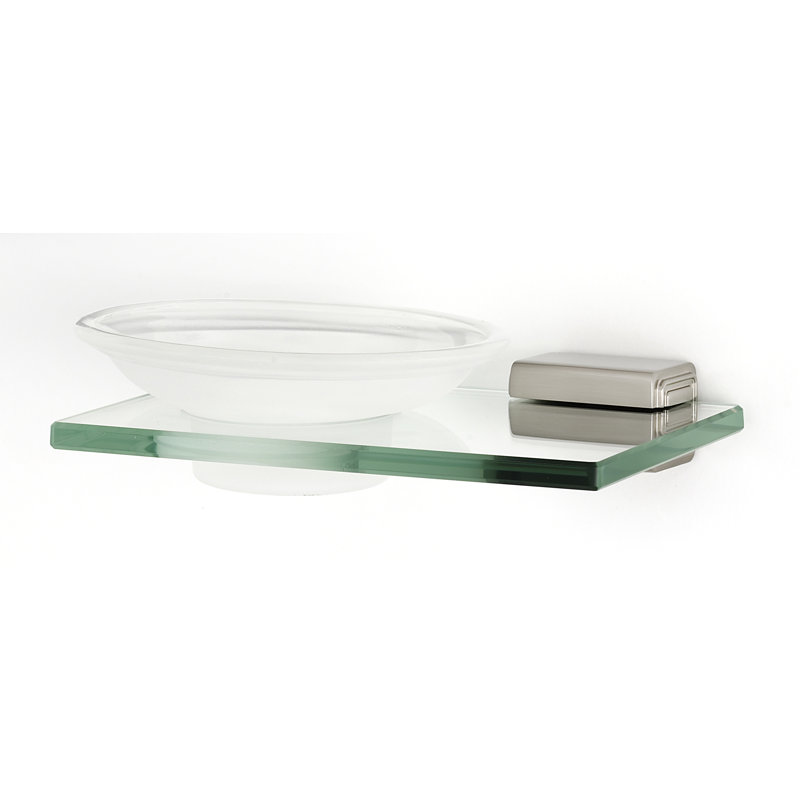 Satin Nickel Wall Mounted Frosted Glass Soap Dish
