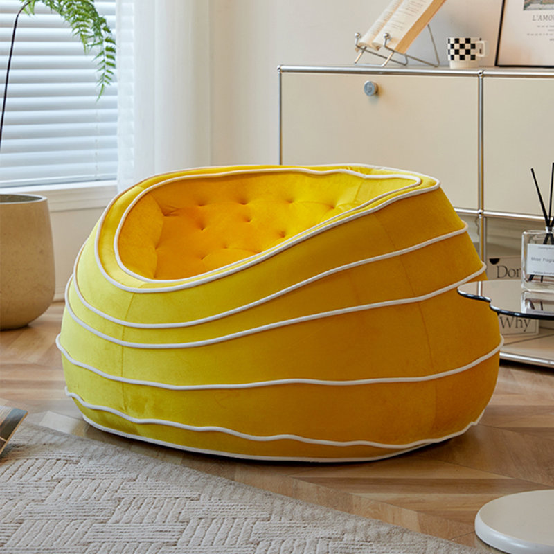 Fauteuil à billes Simple, Velours jaune