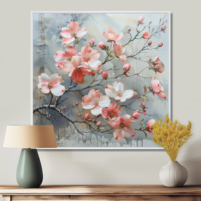 Rose et gris, hivers, Grace Dogwood I - reproduction d'art mural cornouiller
