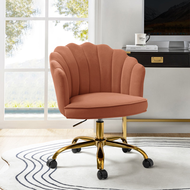 Belanda 23'' W Modern Velvet  Task Chair with Tufted Back, Coral