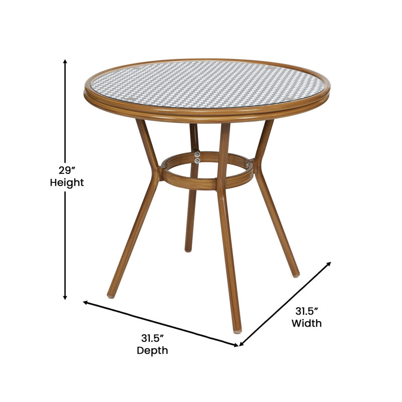 Rylan Indoor/Outdoor Commercial Bistro Set with Table and Two Chairs, Brown/Blue