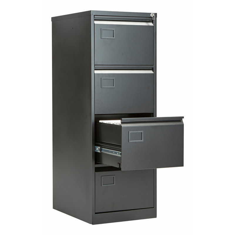 47cm Wide 4 -Drawer Steel File Cabinet, Black