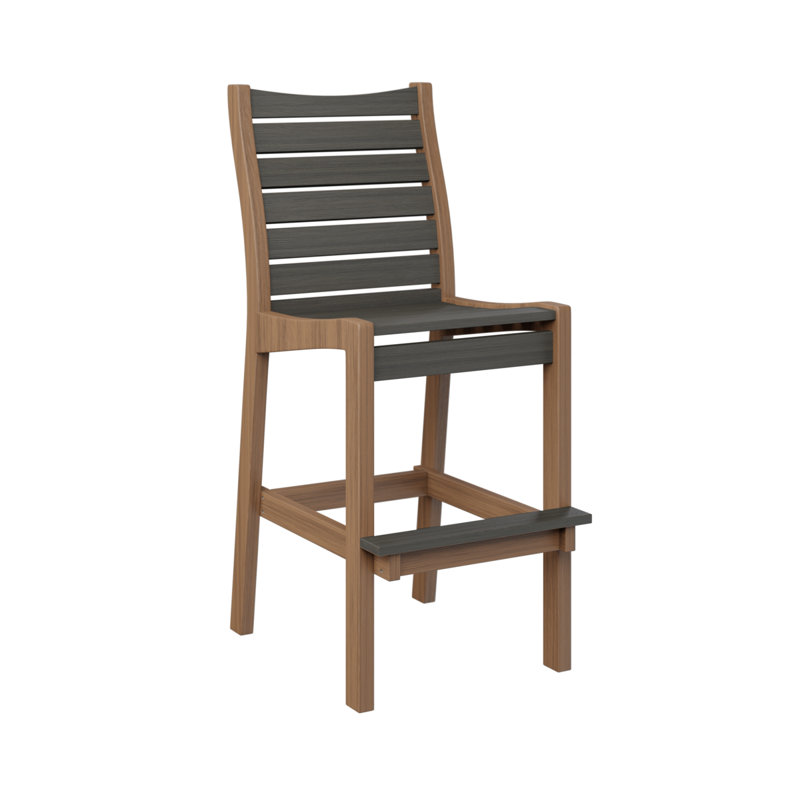 Bristol Outdoor Bar Stool, Coastal Gray, Antique Mahogany