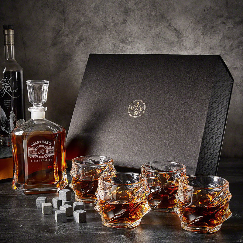 Coffret cadeau personnalisé carafe à décanter et verre sculpté, Oui