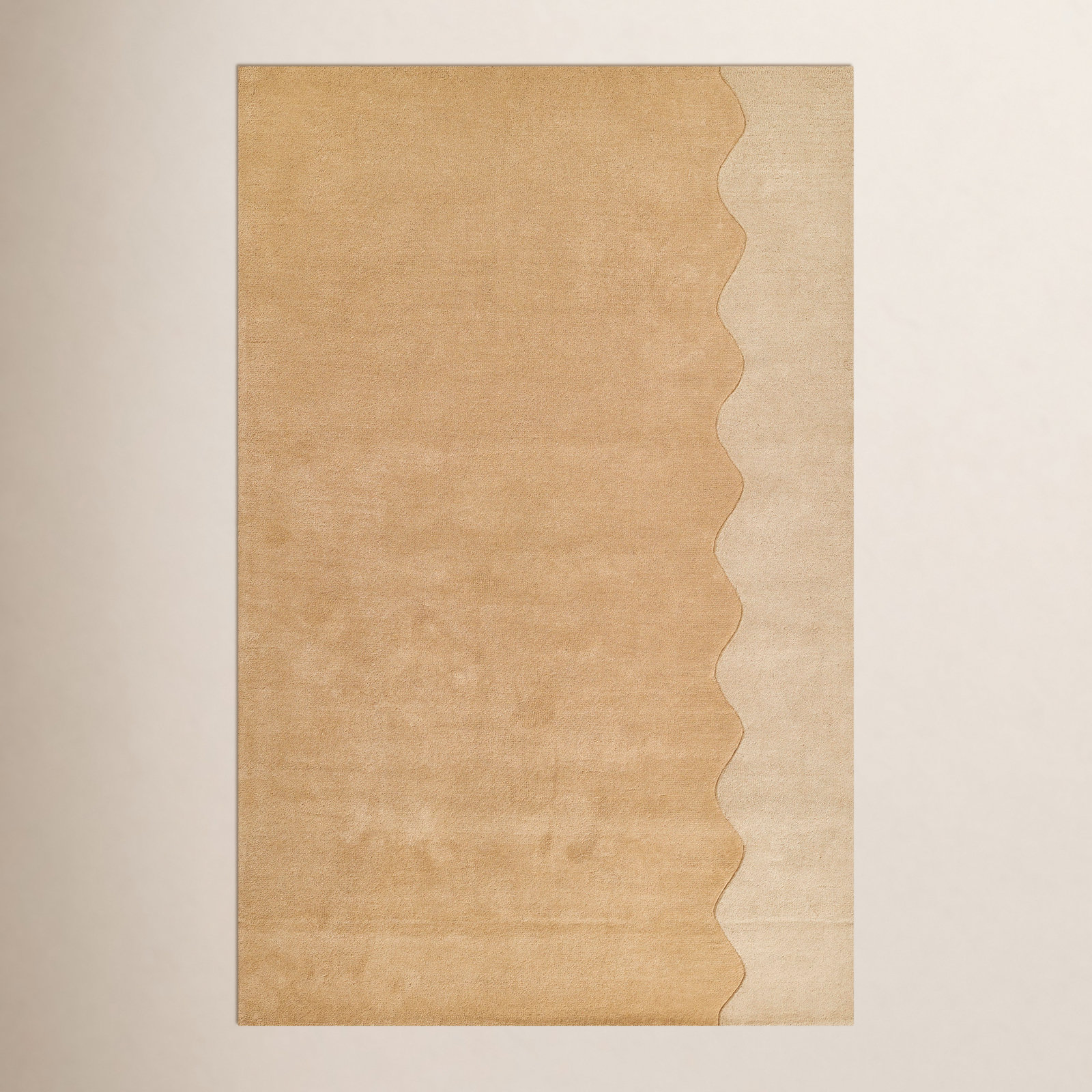Beige Hand-Tufted Geometric Wool Rug, 7'10" X 10'