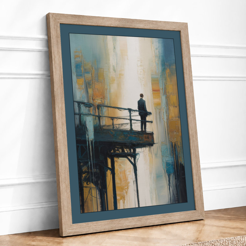 Solitary Urban Moment Modern - Framed Print, A3 - 42.0 x 29.7 cm, Oak