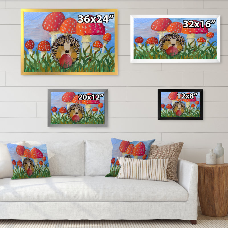 «Cute Hedgehog Animal Portrait», reproduction sur toile flottante, Cadre noir, H 8 po x l 12 po x P 1 po