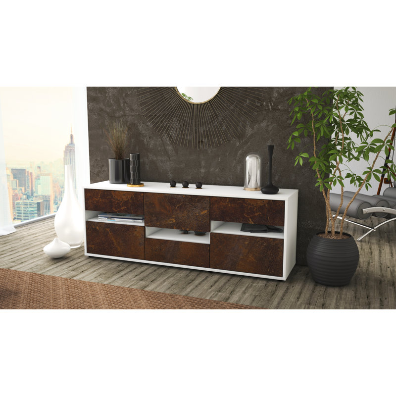 Yandell TV Stand for TVs up to 60", Rust / Matte White