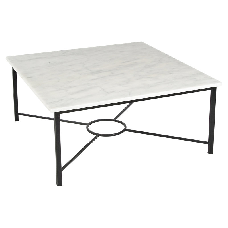 Ella 4 Legs Coffee Table, Flat Black, Carrera Marble