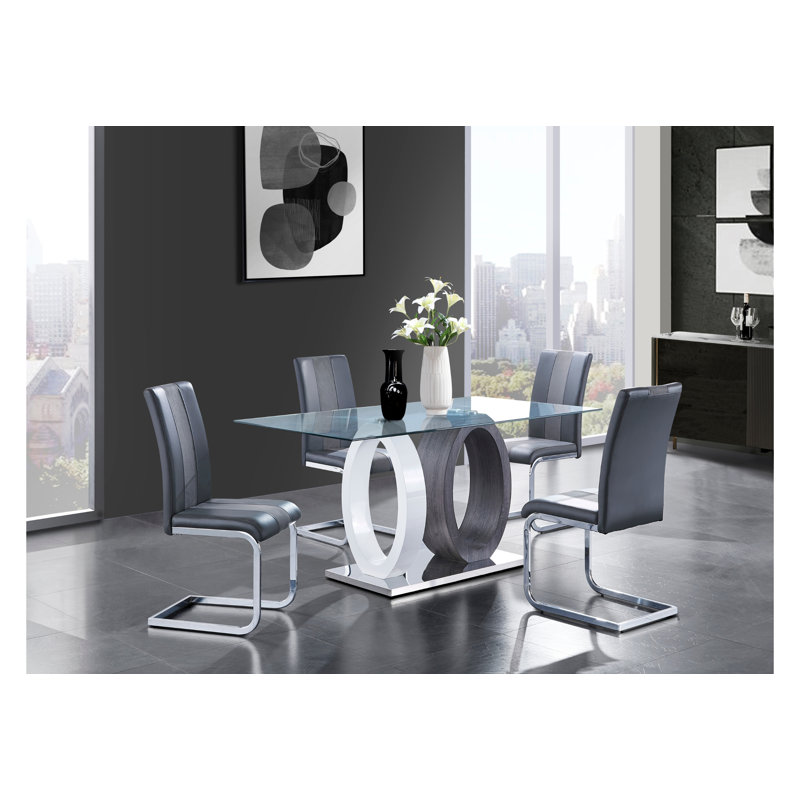 Table de salle à manger Godoy + 4 chaises Modora, Gris