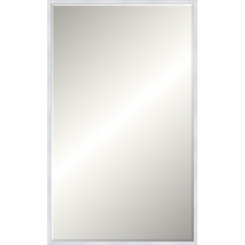 Davenport Solid Wood Beveled Mirror, Bright Silver, 71.75" x 43.75", Rectangle