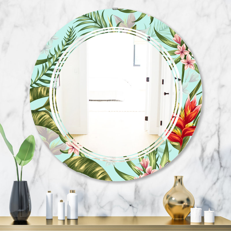 Triple C Cottage Americana Frameless Wall Mirror, 31.5" H x 31.5" W, Triple C Tropical Foliage II