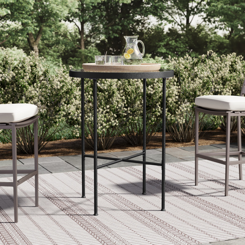Lucier 32'' Glass Outdoor Bar Table
