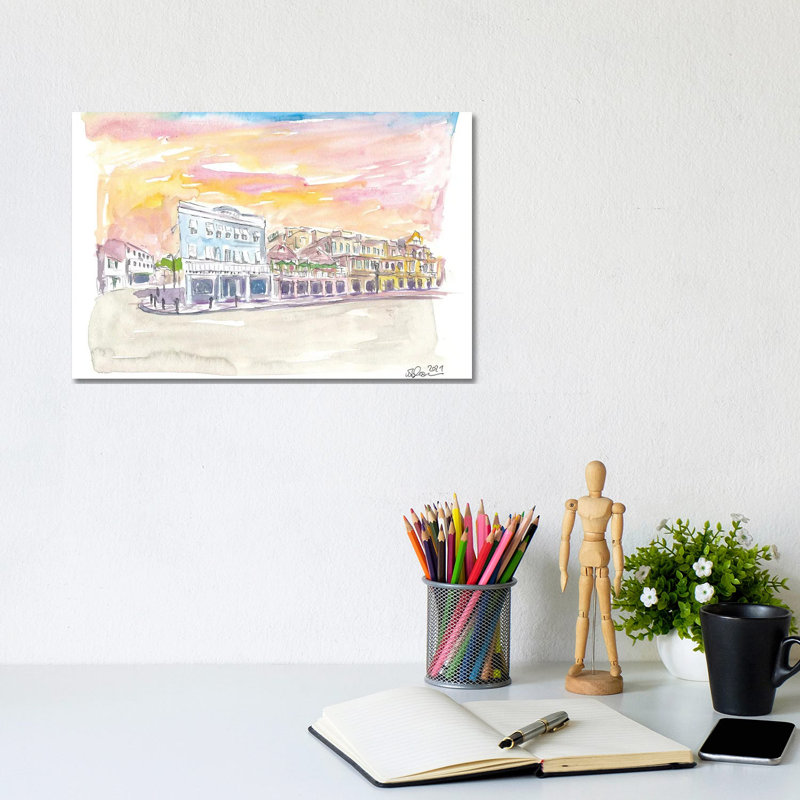 Queen St Front St Scene In Hamilton Bermuda At Sunset By Markus & Martina Bleichner - Wrapped Canvas Graphic Art by Markus & Martina Bleichner - Wrapped Canvas Gallery-Wrapped Canvas Giclée