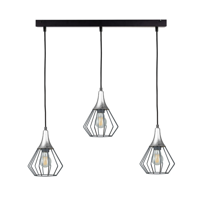 Scola 3 - Light Caged Pendant, Black/Silver