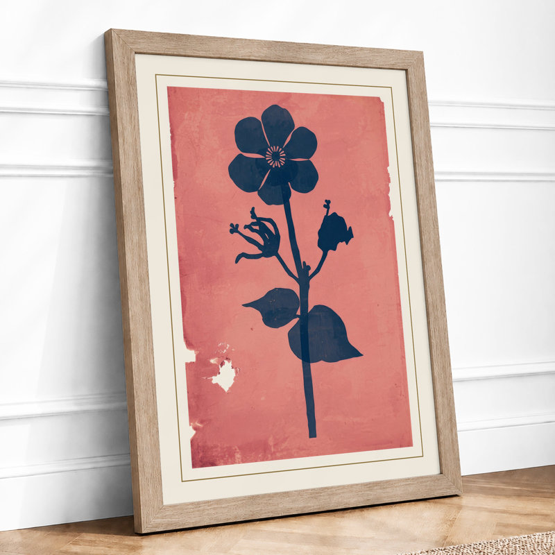 Study in Rose Botanical - Framed Print, A2 - 59.4 x 42.0 cm, Oak