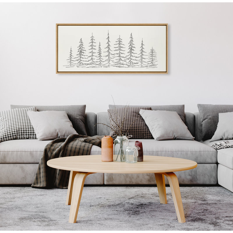 «Minimalist Evergreen Trees S croquis» par The Creative Bunch Studio, reproduction d'art sur toile encadrée, Naturel