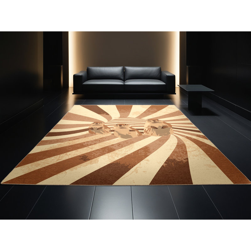 Tapis moelleux moelleux à rayures rustiques Ahmad, 8 x 10