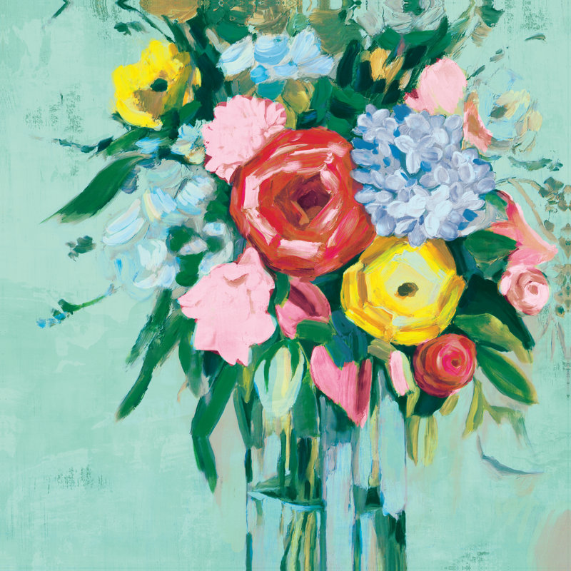 Bright Painted Flowers - Wrapped Canvas Print, 122cm H x 122cm W