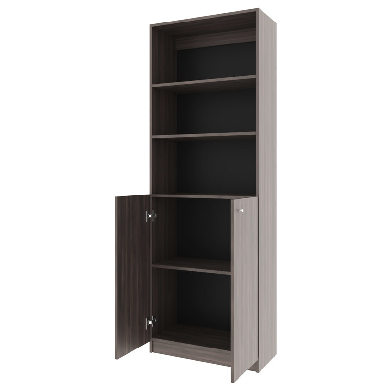 Bibliothèque en noyer teint avec remplissage et 5 tablettes pour une solution d'organisation à la maison