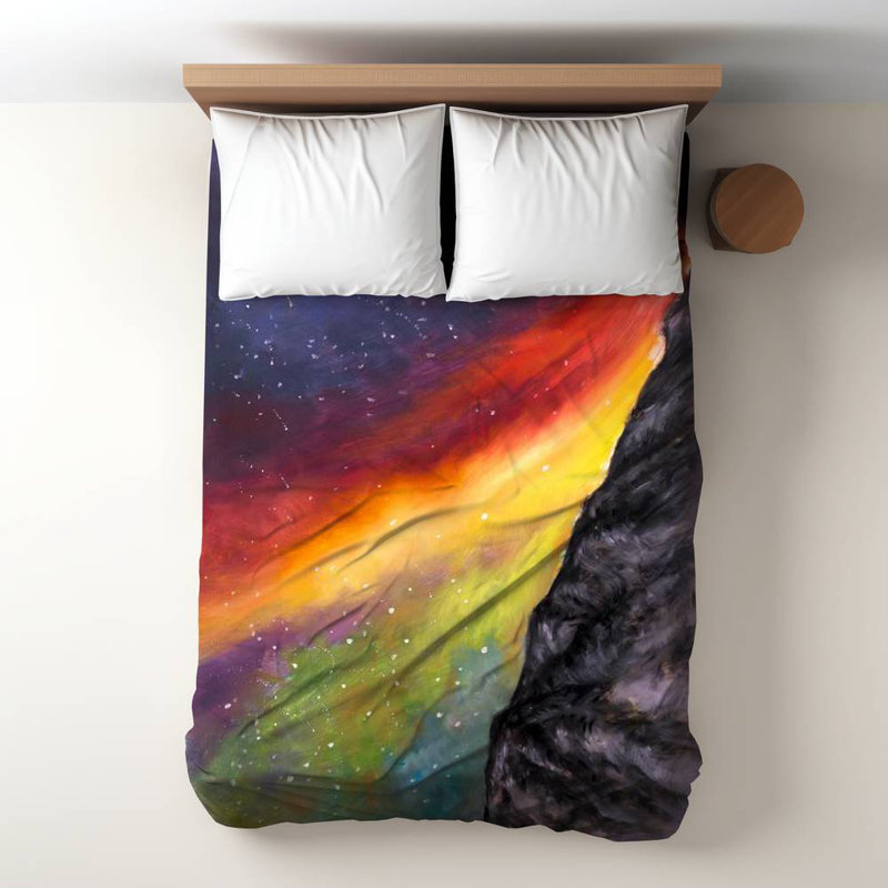 Aurora Borealis Mountain Duvet | Contemporary Bedroom Decor