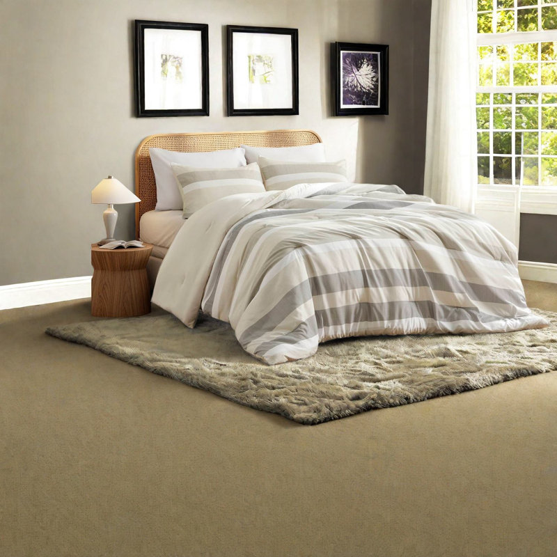 Premium Stripe Bedding Sets, Soft Polyester Comforter, Neutral Style For Home