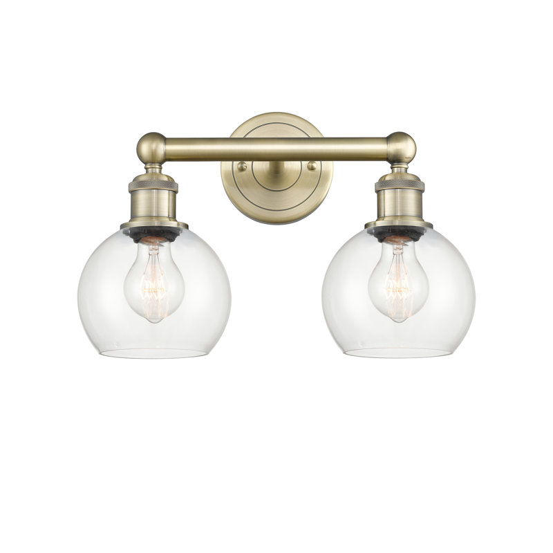 Cambria 2 - Light Dimmable Vanity Light, Clear, Antique Brass