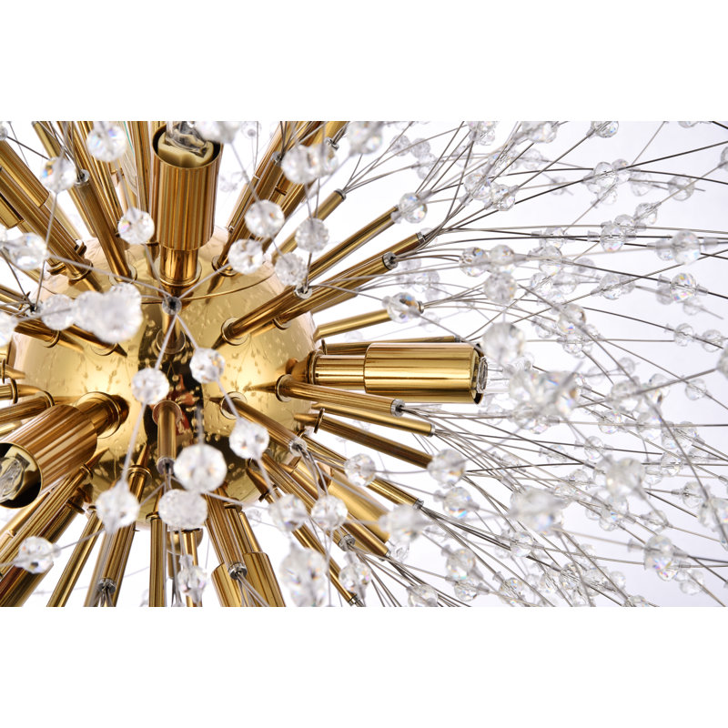 Unique Globe Pendant with Crystal Accents, 60" H x 17.7" W x 17.7" D, Gold, 9 Lights