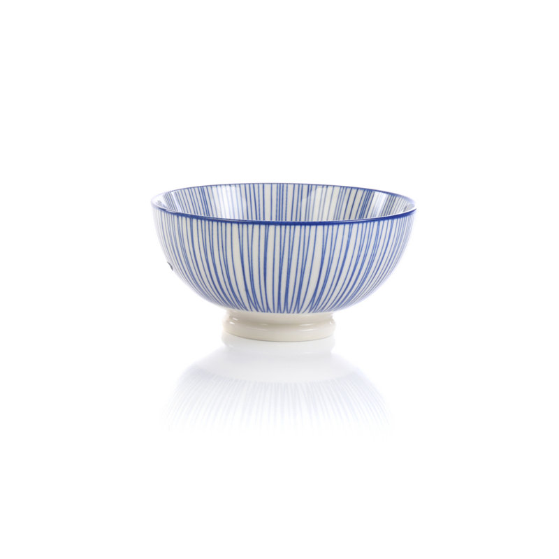 Rosso Ceramic Decorative Bowl, White/Blue